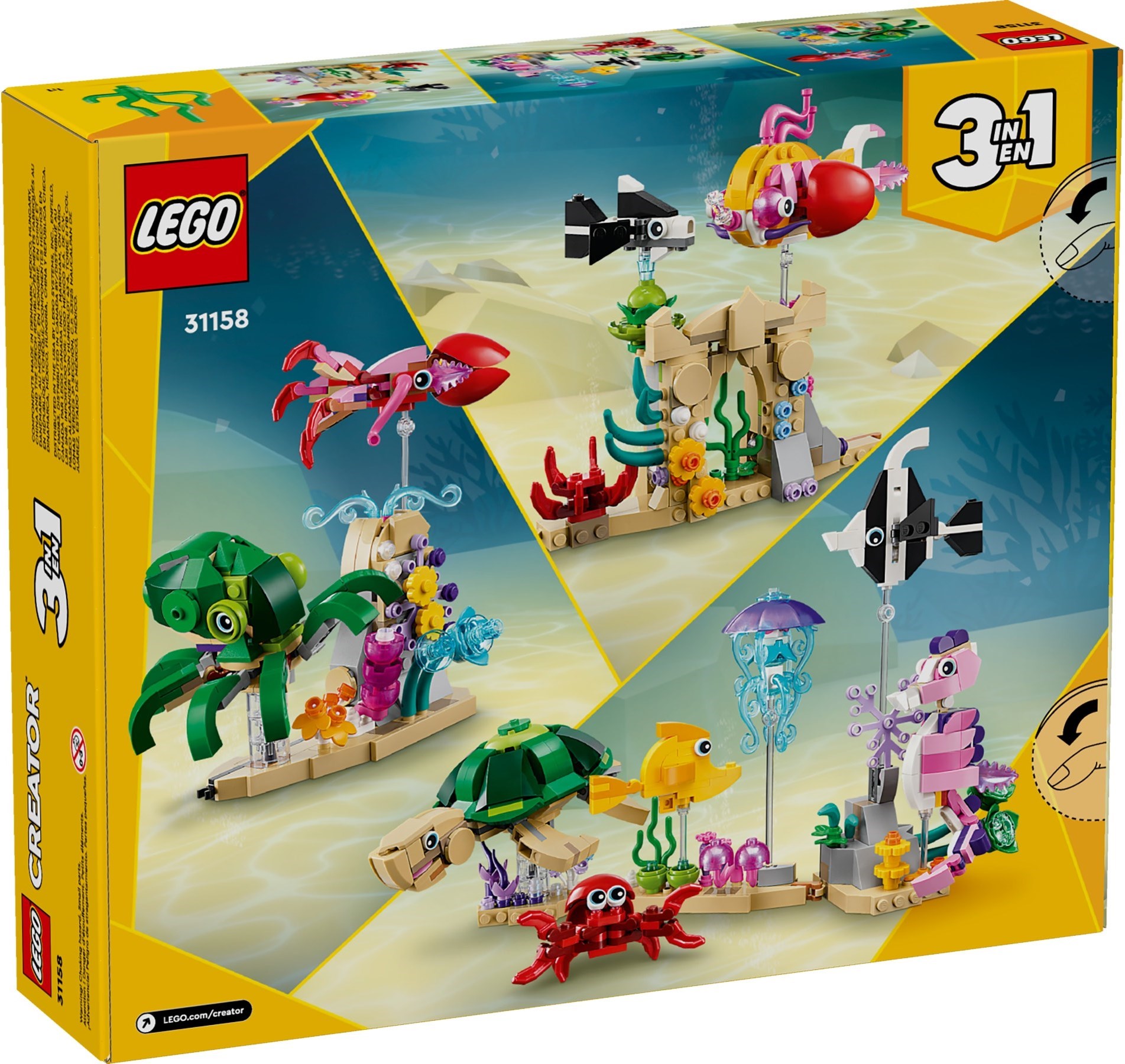 Zdjęcie galerii dla zestawu LEGO Creator 3w1 31158 Zwierzęta morskie żółw meduza ryby konik morski