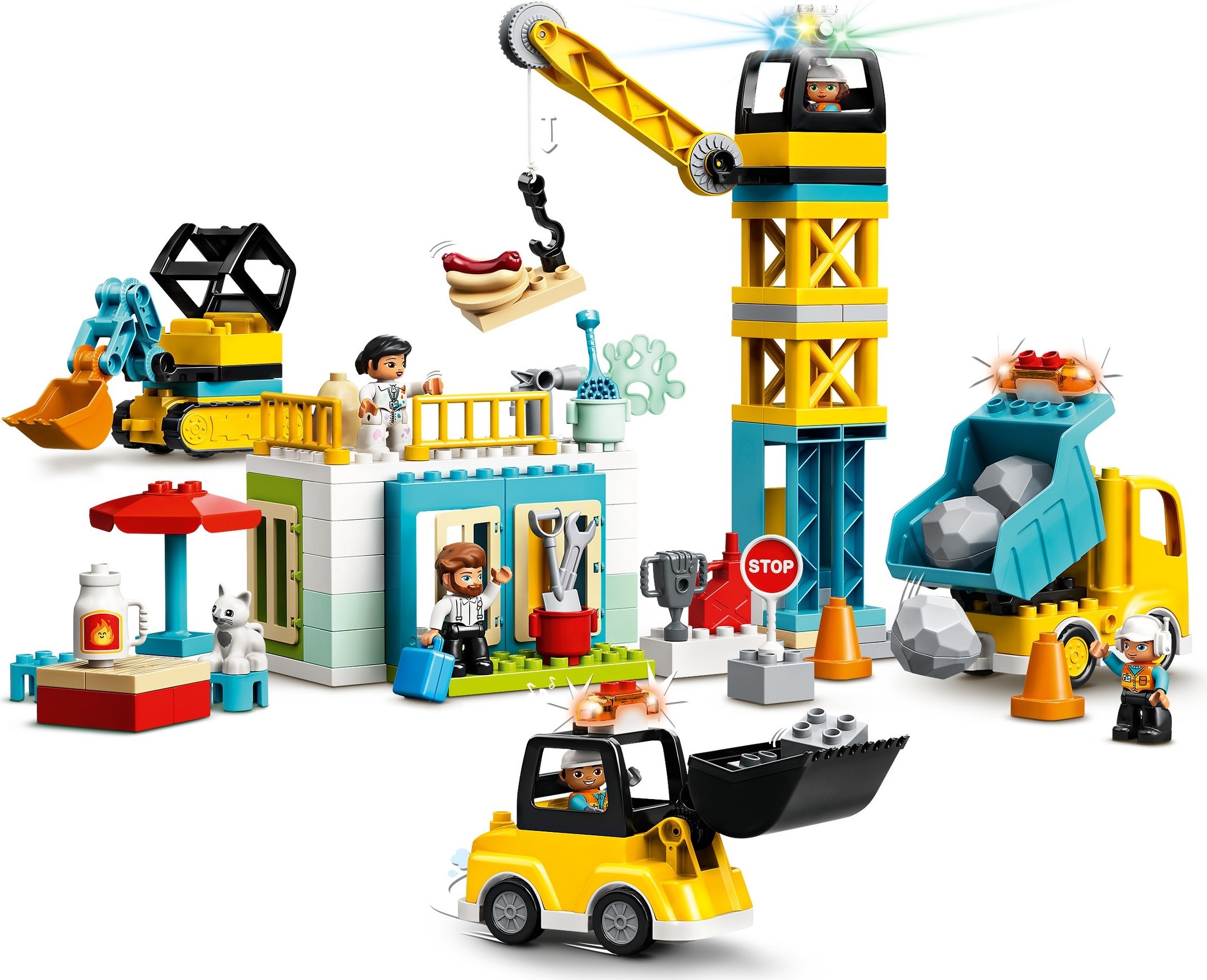 Zdjęcie galerii dla zestawu LEGO Duplo 10933 Żuraw wieżowy i budowa auto koparka