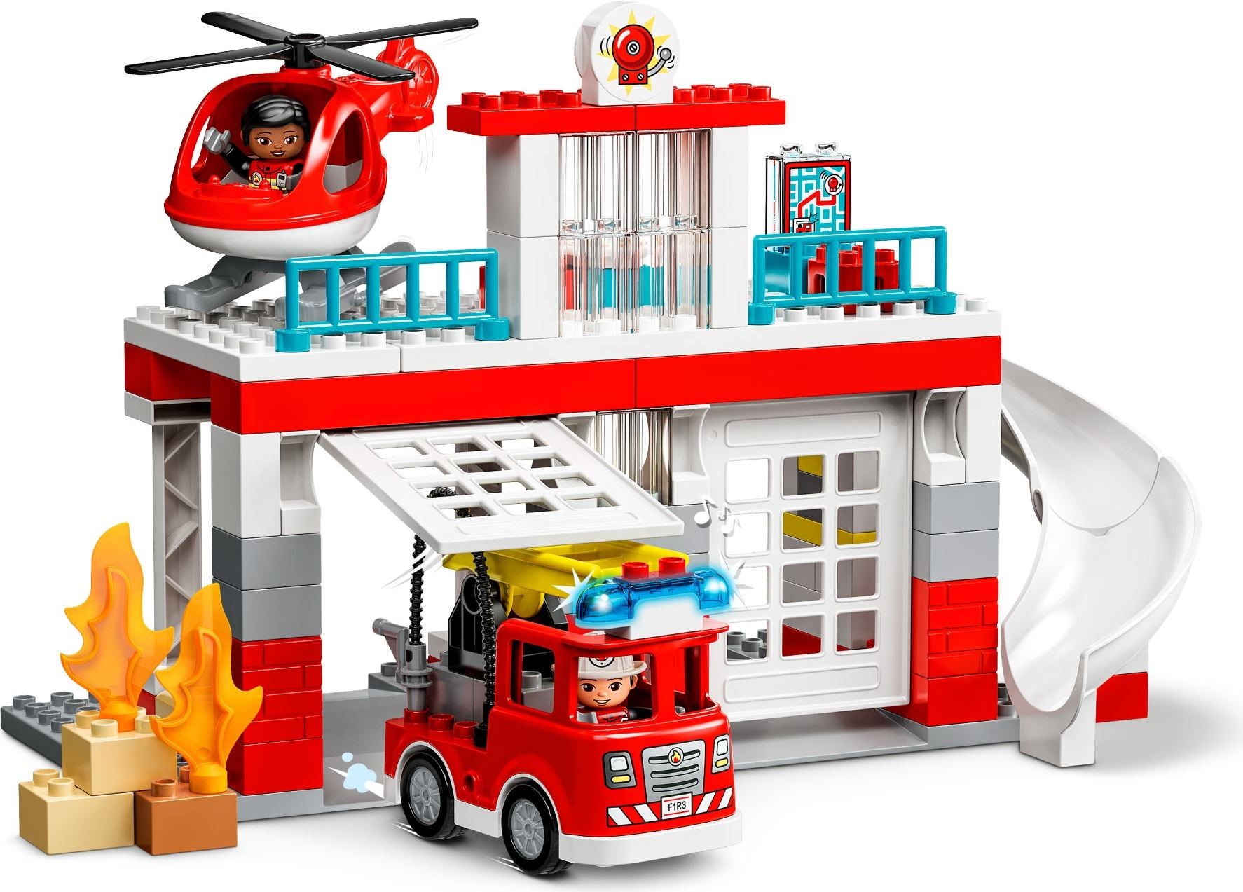 Zdjęcie galerii dla zestawu LEGO Duplo Remiza strażacka i helikopter 10970 straż pożarna strażak